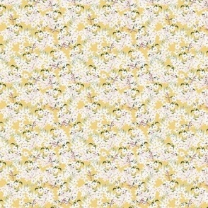 Tiny Scale Floral Jasmine Blooms Pattern | Boho Yellow and White Flowers MK006