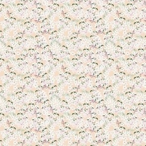 Tiny Scale Floral Jasmine Blooms Pattern | Boho Orange and White Flowers MK006