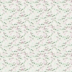 Tiny Scale Floral Jasmine Blooms Pattern | Boho Green and White Flowers MK006