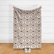 Ikat Moroccan Neutral Copper Brown Large Scale, Home Textile