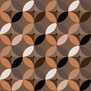 Abstract geometric textured pattern. Black, white, brown ornament.