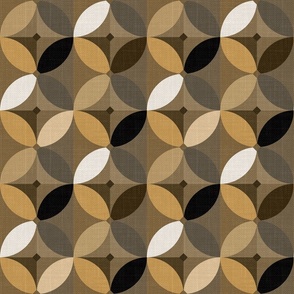 Abstract geometric textured pattern. Black, white, sand, brown ornament.