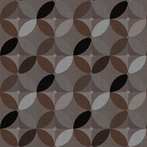 Abstract geometric textured pattern. Black, white, gray, brown ornament.