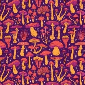  Deadly Mushrooms Orange on Purple Micro