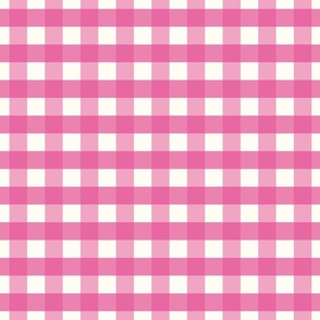 1 inch Large Raspberry Pink gingham check - Raspberry Pink cottagecore country plaid - wallpaper - baby girl preppy nursery