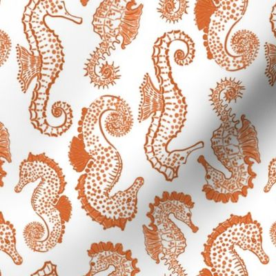 Medium - Orange red and white Seahorses - painterly seahorse Sea Horse - Nautical Preppy Horses - Coastal Seahorse Beach Sealife Sea Ocean Maritime - kids childrens nursery baby boy