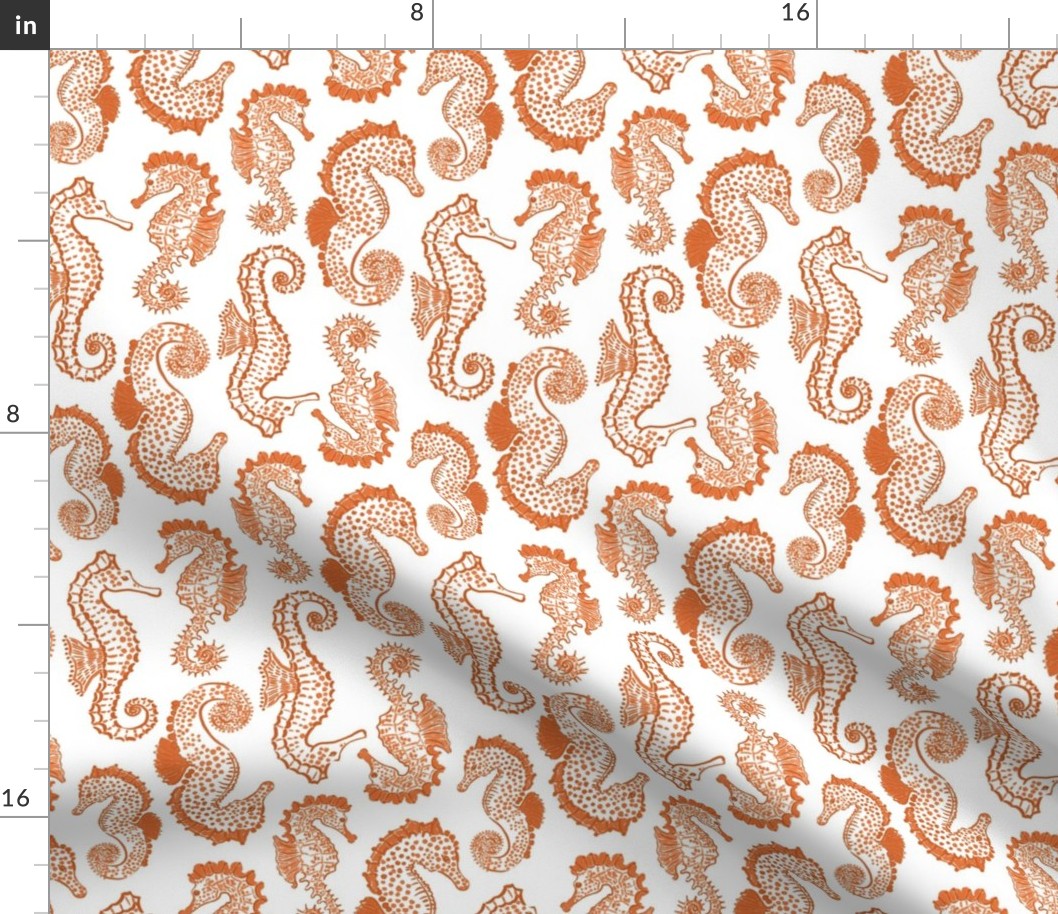 Medium - Orange red and white Seahorses - painterly seahorse Sea Horse - Nautical Preppy Horses - Coastal Seahorse Beach Sealife Sea Ocean Maritime - kids childrens nursery baby boy