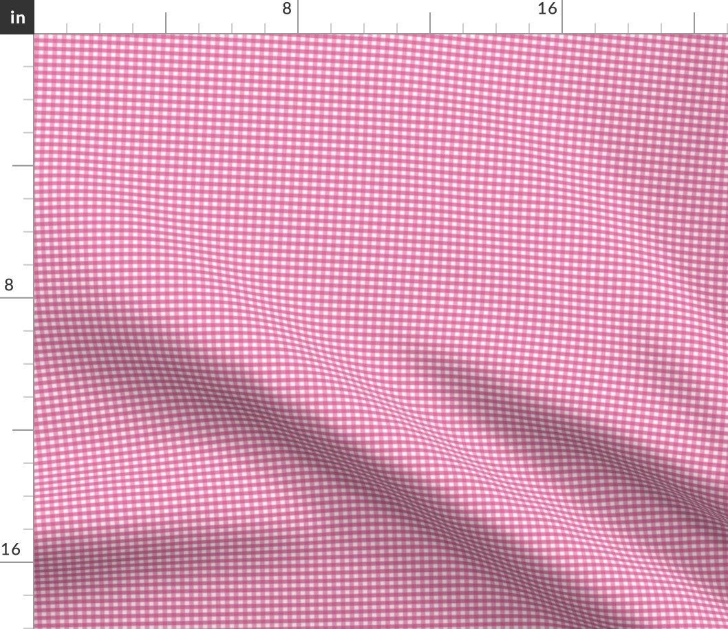 1/8 inch Tiny (xxs) Raspberry Pink gingham check - Raspberry Pink cottagecore country plaid - wallpaper - baby girl preppy nursery