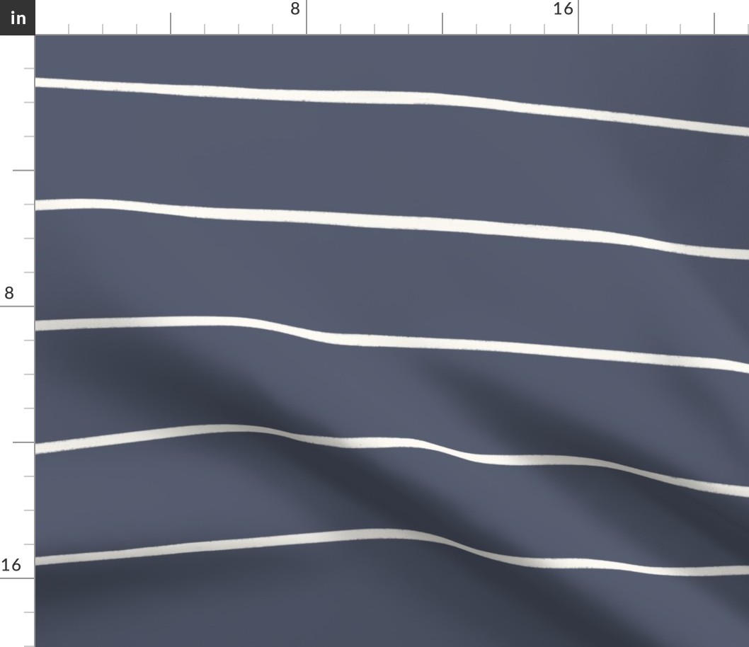 Coastal Stripes: Irregular White Hand-Drawn Lines on a Navy Blue Background