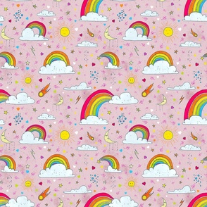 Cute skies pattern for children and babies pink small