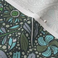 Maximalist bohemian floral pattern blue and teal small