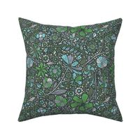 Maximalist bohemian floral pattern blue and teal small