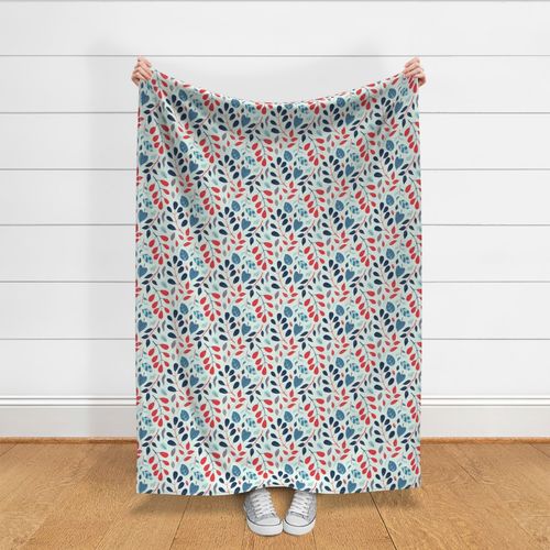 Modern Handmade Blue and Red Floral Garden small