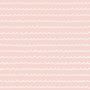 Ocean Tide: Playful Hand-Drawn Waves in Ivory White and Salmon Pink