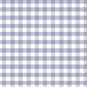 SMALL Softly Textured Lilac Lavender Violet and Green Abstract Gingham Check Square Grid Coordinate