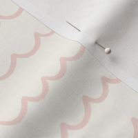Ocean Tide: Playful Hand-Drawn Waves in  Salmon Pink and Ivory White Background