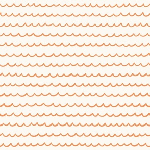 Ocean Tide: Playful Hand-Drawn Waves in  Red and Ivory White Background