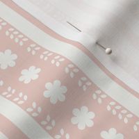 SMALL Softly Textured Boho Chic Pastel Peach Pink Floral Decorated Stripes 