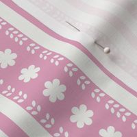 SMALL Softly Textured Pink Floral Decorated Stripes 
