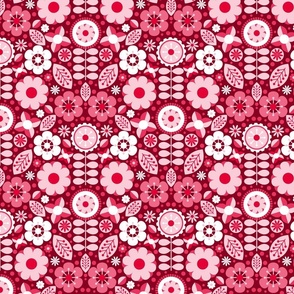 (S) Geometric floral - Spring- Pink monochrome