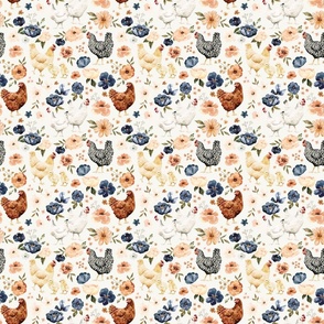 Farmhouse Country Chicken Floral on Cream 6 inch