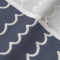 Ocean Tide: Playful, Hand-Drawn Waves in Ivory White and Navy Blue Background