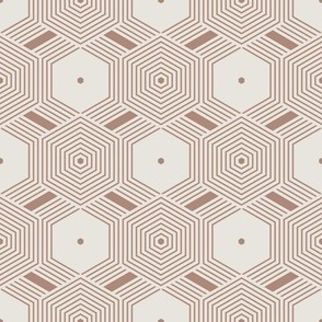 Hexagon hive, a modern geometric in rosy taupe. Small scale