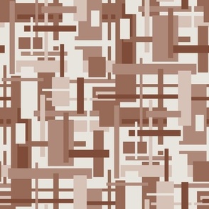 Navigating the block, a modern abstract in rosy taupe. Large scale