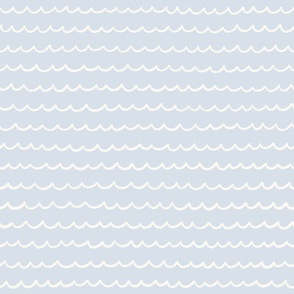 Ocean Tide: Playful, Hand-Drawn Waves in Ivory White and Baby Blue Background