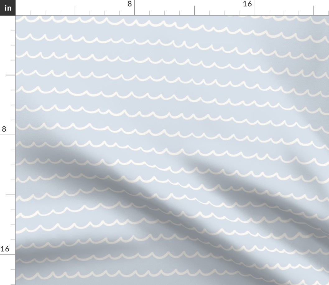 Ocean Tide: Playful, Hand-Drawn Waves in Ivory White and Baby Blue Background