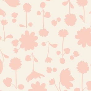(Large) spring flower silhouettes - blush pink on off-white