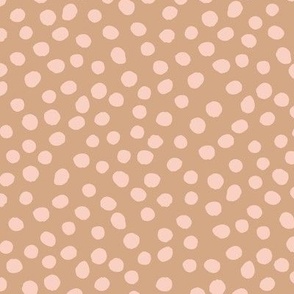 (Large) tossed polka dot sprinkles - blush pink on mokka brown