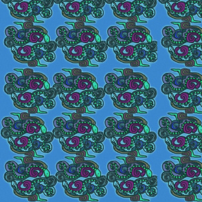 Mayan_snakes on blue background