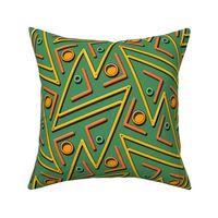 Love Art Deco in Yellow and Orange on Green