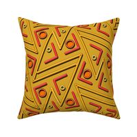 Love Art Deco in Red and Orange on Dull Gold