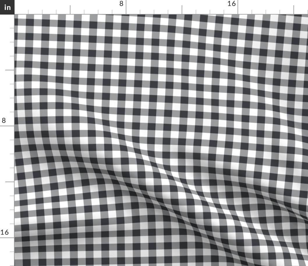 Gingham charcoal, dark grey - small scale