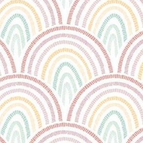 Pastel Scalloped Rainbows | Mosaic, Block Print, Scallop Rainbows