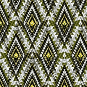 Mexican tribal pattern. Black, olive ornament on a light gray background.