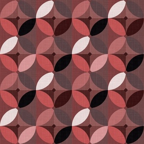 Abstract geometric textured pattern. Black, red, pink background.