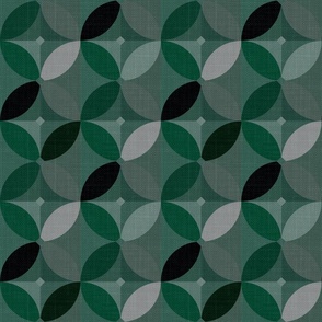 Abstract geometric textured pattern. Black, gray, malachite green ornament.