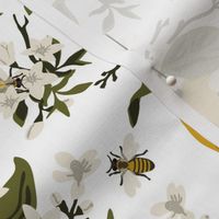 Bees And Lemons - GreenLeaves - Medium - White