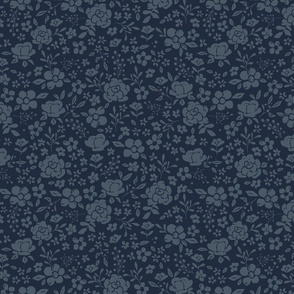 Navy Blue Rustic Country Floral 12 inch