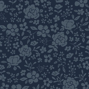Navy Blue Rustic Country Floral 24 inch