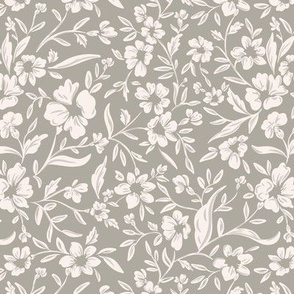 vintage ditsy floral - soft warm grey