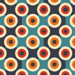 Retro Bullseye Circles on Navy Background