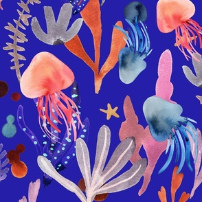 Jellyfish (orange in blue)