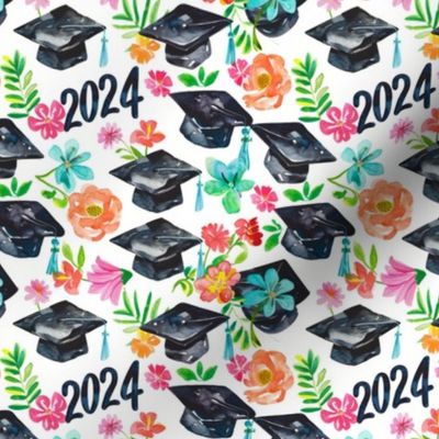 Graduation 2024 Grad Hats Watercolor