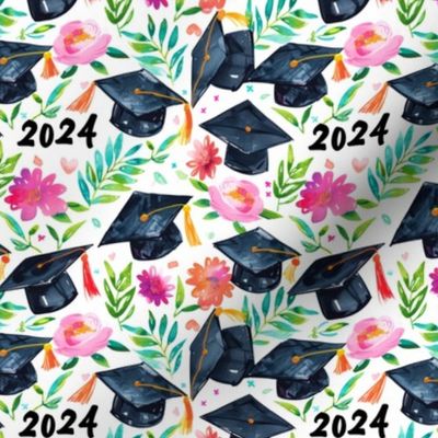 Graduation 2024 Grad Hats Watercolor