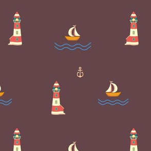 Lighthouse, brown background