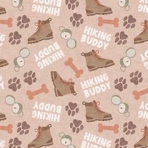 Hiking Buddy - Hiking Dog - Boots, Compass, Paw Prints - pink - LAD24